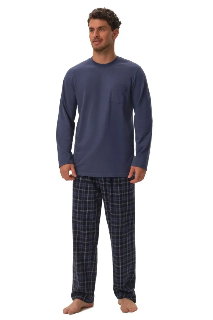 Piżama męska Herb 41913 stalowoniebieska