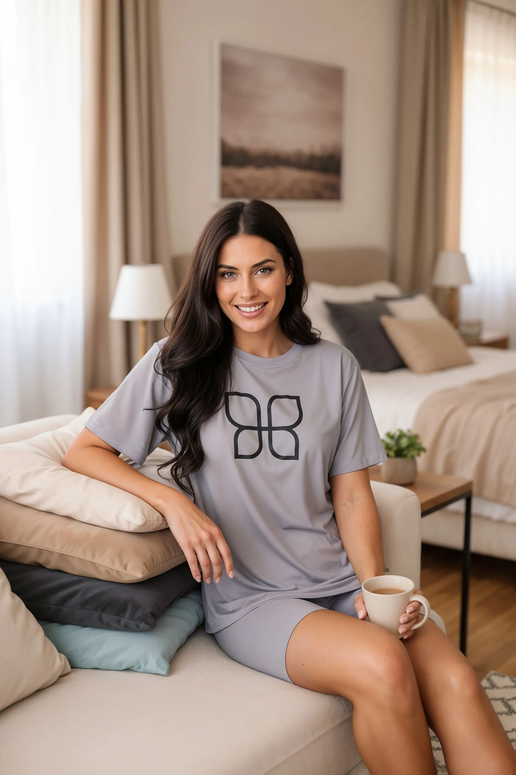 Piżama damska - LUXEFLY SLEEPWEAR grey S - Passion