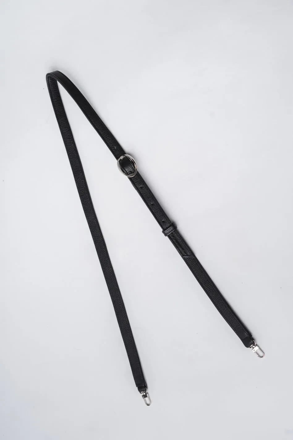 SKÓRZANY PASEK DO TOREBKI - regulowany - czarny