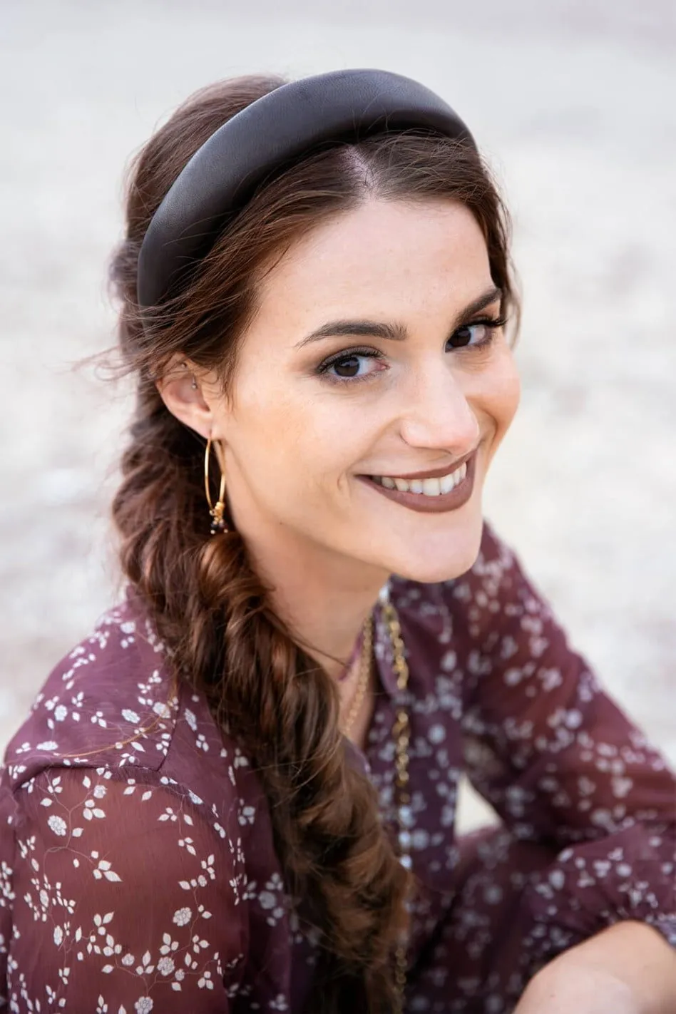 SKÓRZANA OPASKA DO WŁOSÓW - szeroka - gładka - czarna