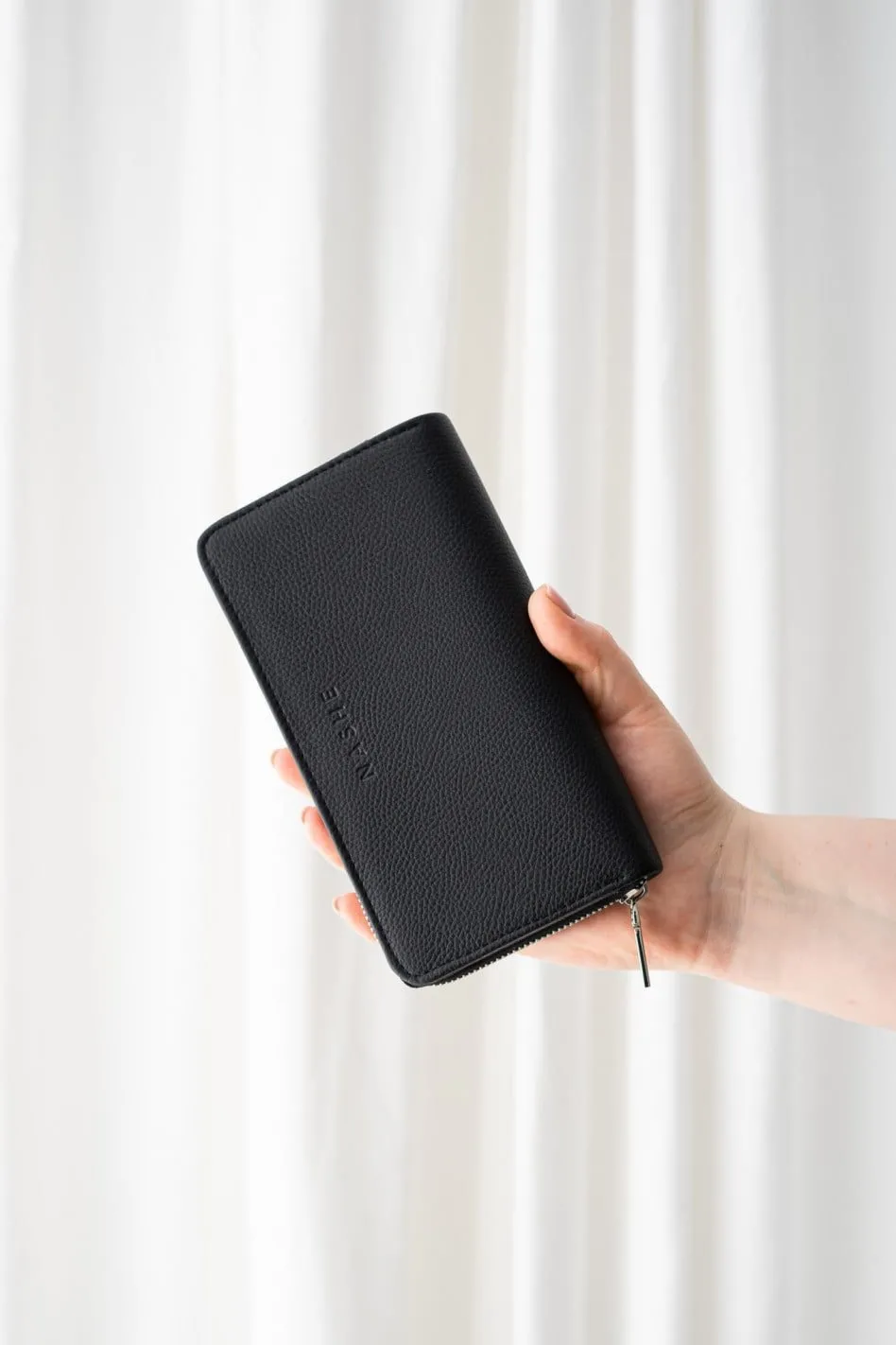 PORTFEL SKÓRZANY DUŻY - no.2 - czarny - srebrne okucia