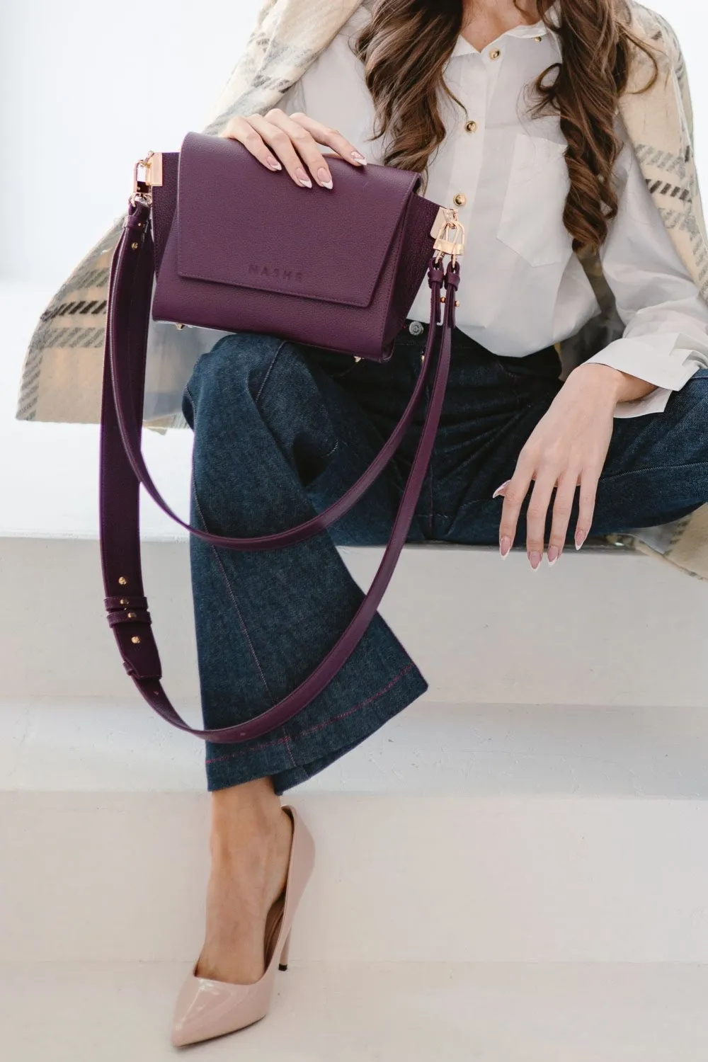 SWITCH BOX - skórzana torebka - bakłażan