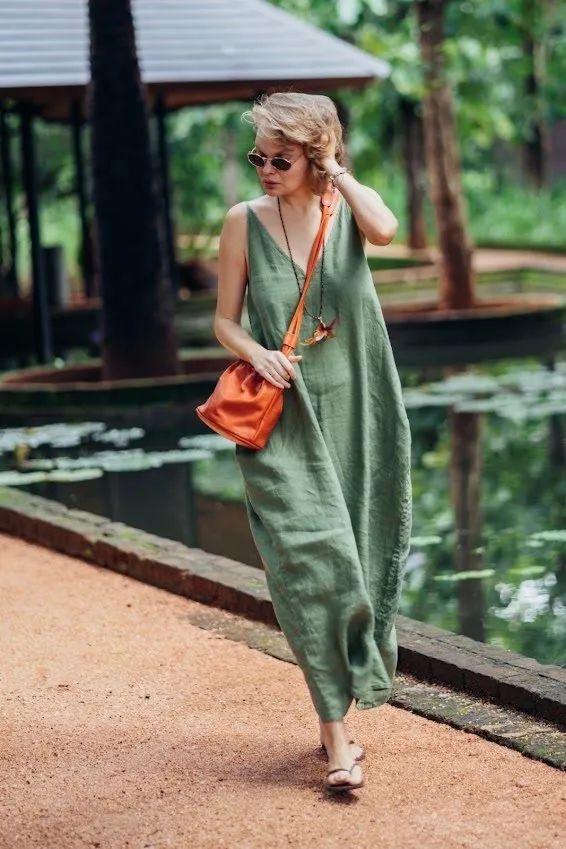 OSA x NASHE - skórzana torebka worek - ceglany