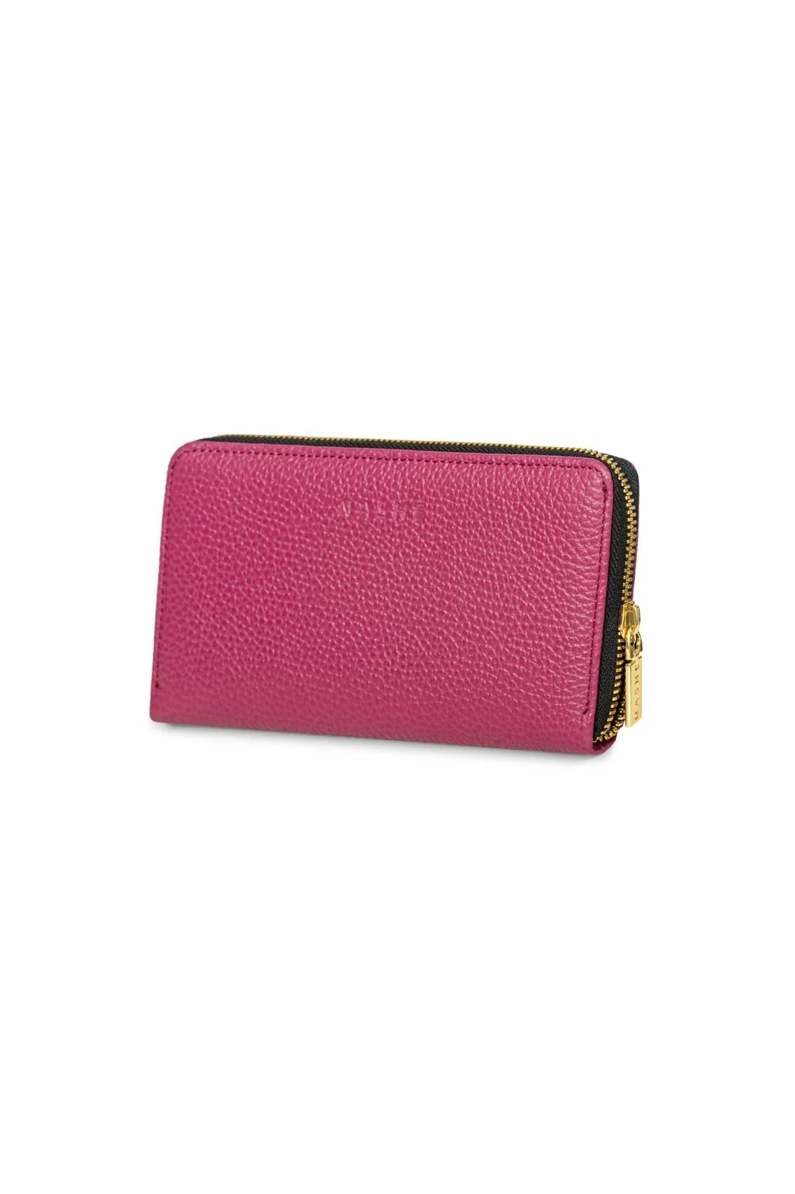 PORTFEL SKÓRZANY DUŻY - no.4 - fuksja - złote okucia - Złoto