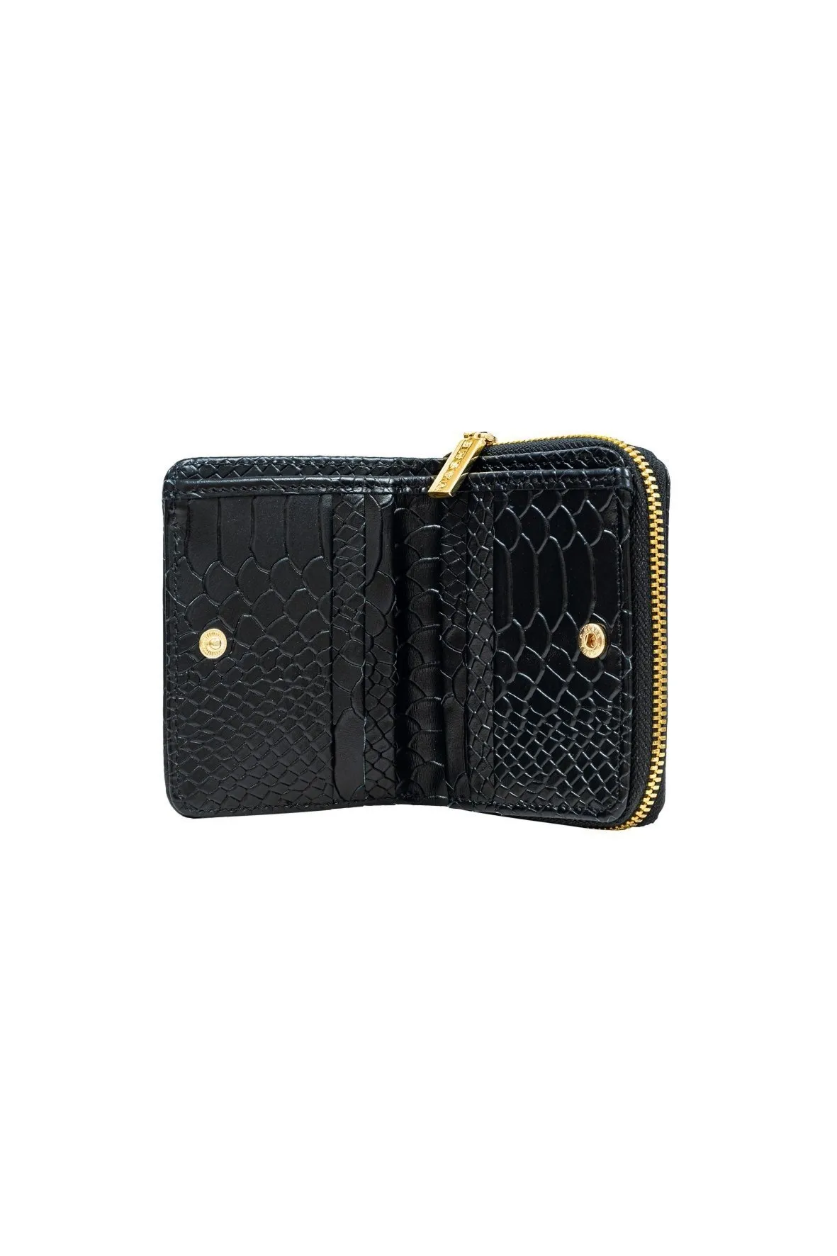 PORTFEL SKÓRZANY MAŁY - no.1 - czarny - tłoczony - Złoto
