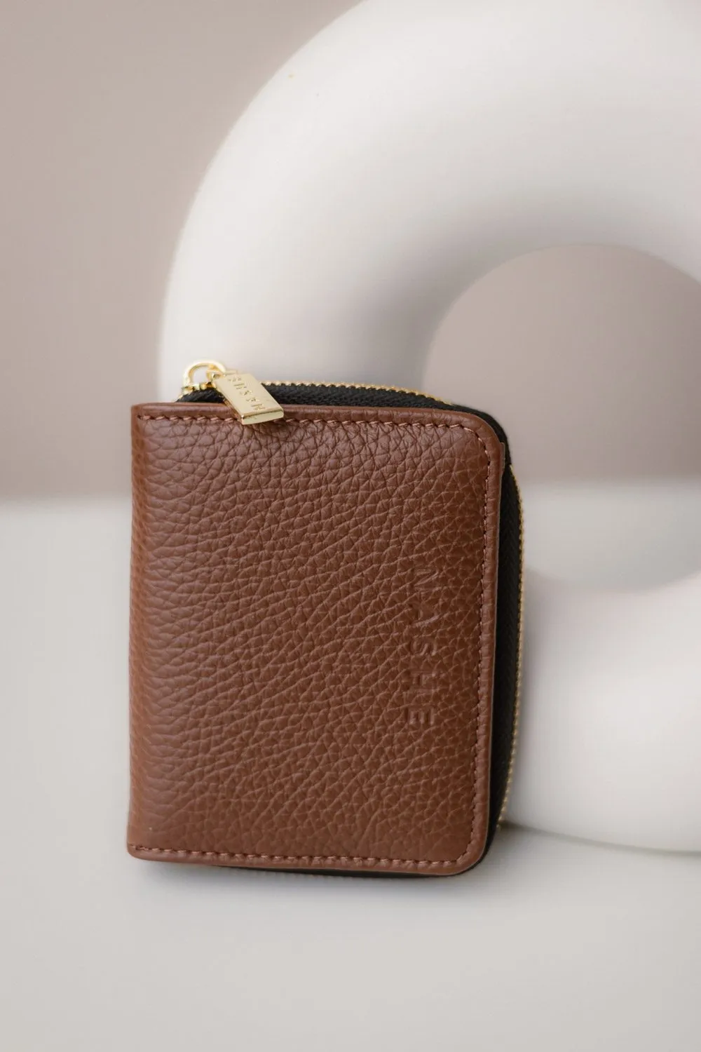 PORTFEL SKÓRZANY MAŁY - no.1 - brąz orzechowy