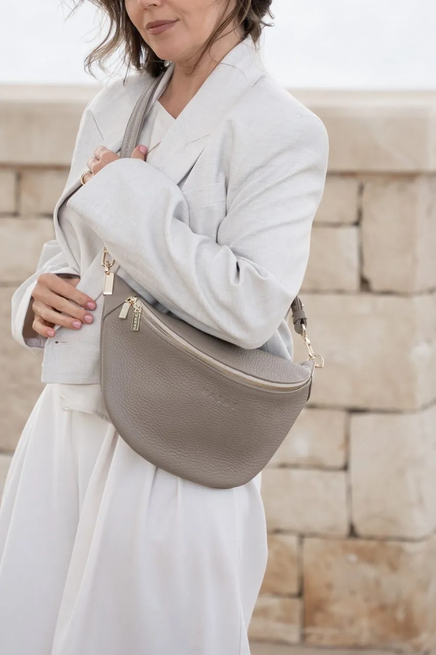 BEANIE BAG MAXI - skórzana nerka - beż - Wersja bez jedwabnej szarfy