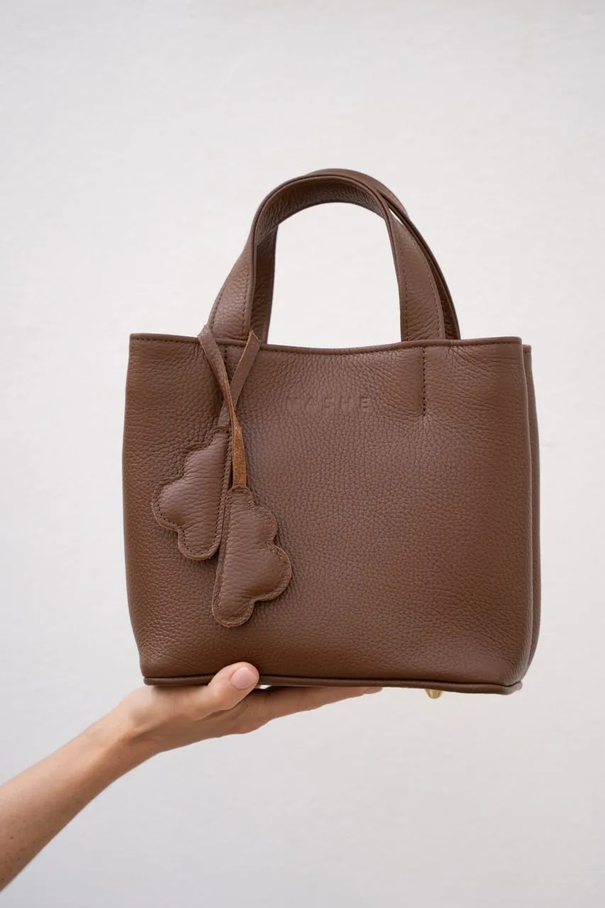 EASY BAG - skórzana torebka - brąz orzechowy - wersja bez jedwabnej szarfy