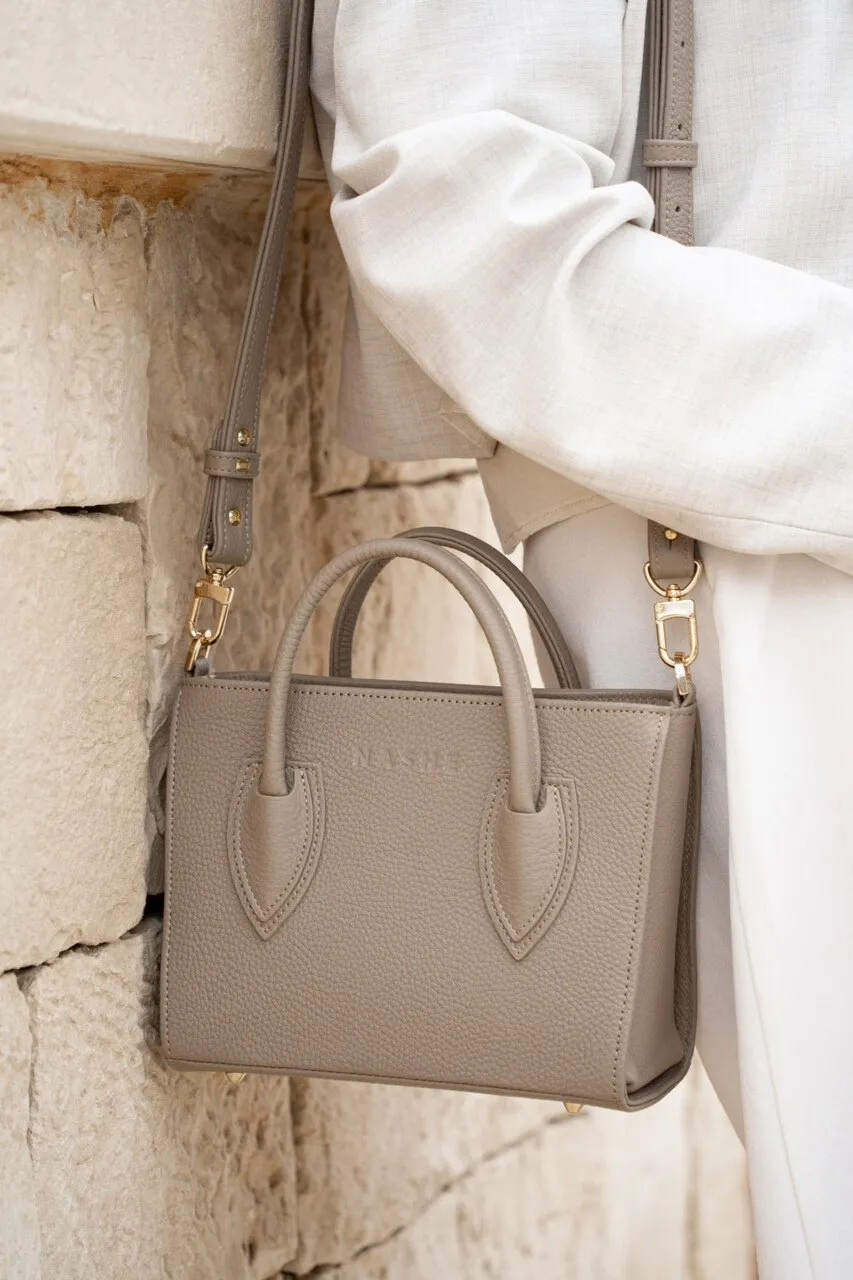 LADY BAG - skórzana torebka - beż - wersja bez jedwabnej szarfy