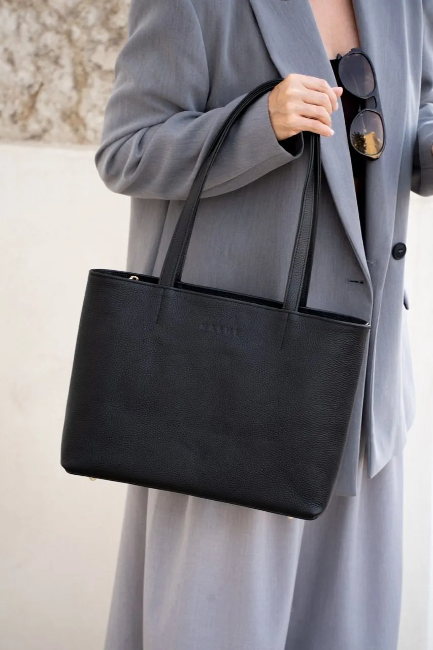 CARRY BAG - skórzana torebka - czarna - Złoto, Wersja bez jedwabnej szarfy