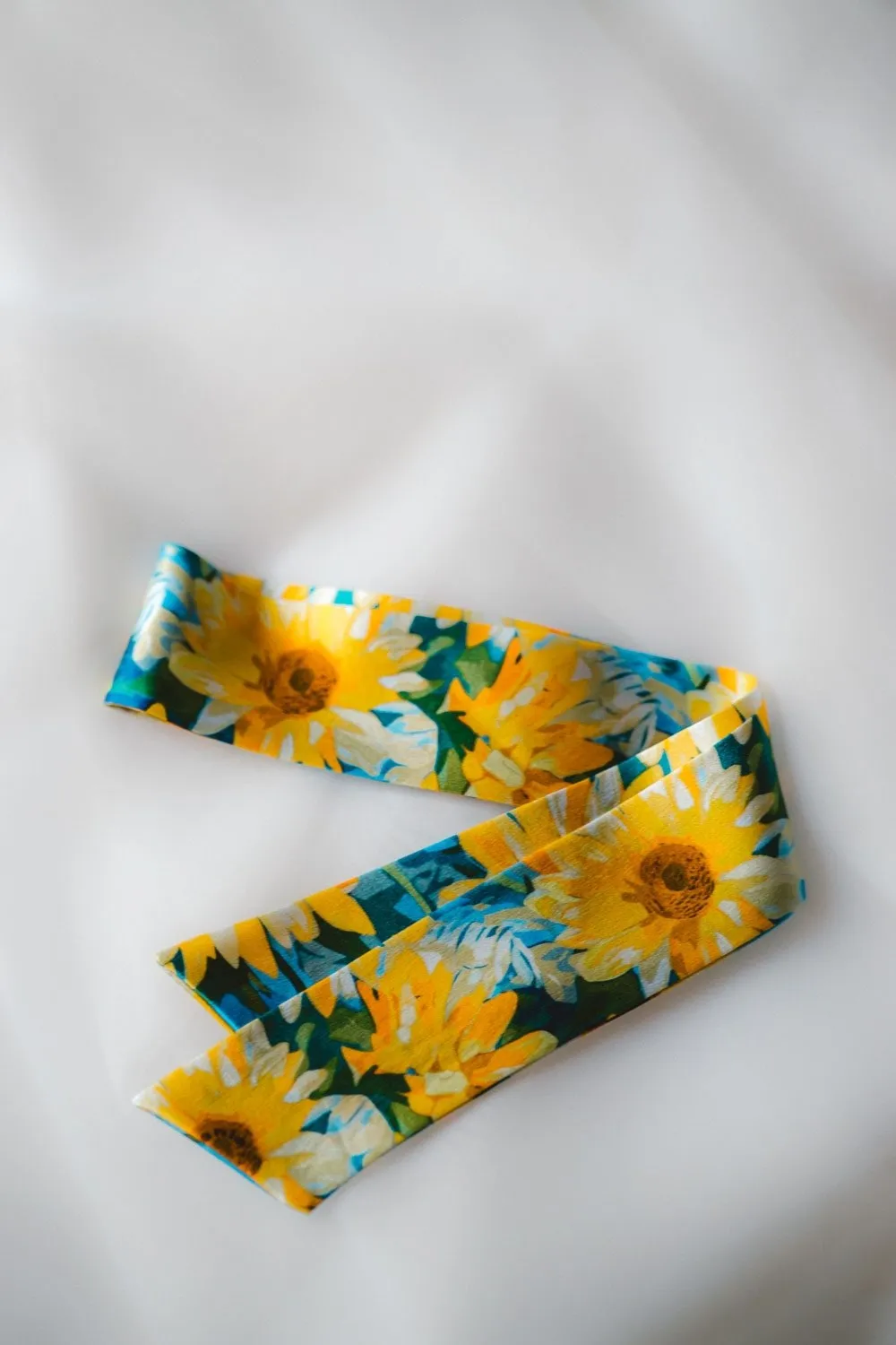 JEDWABNA WSTĄŻKA - TWILLY - SŁONECZNIK - KRÓTSZA