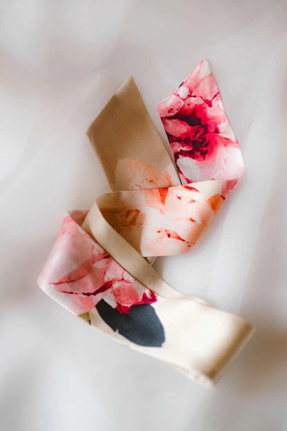 JEDWABNA WSTĄŻKA - TWILLY - PEONIE - KRÓTSZA