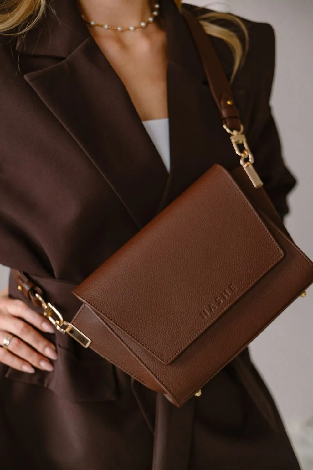 SWITCH BOX - skórzana torebka - brąz klasyczny