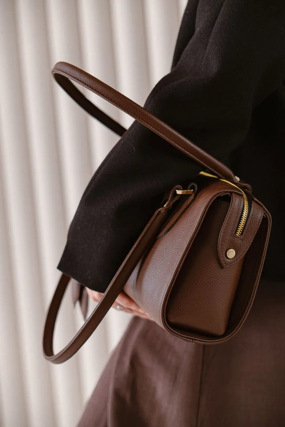 PERFECT BAG - skórzana torebka - brąz klasyczny