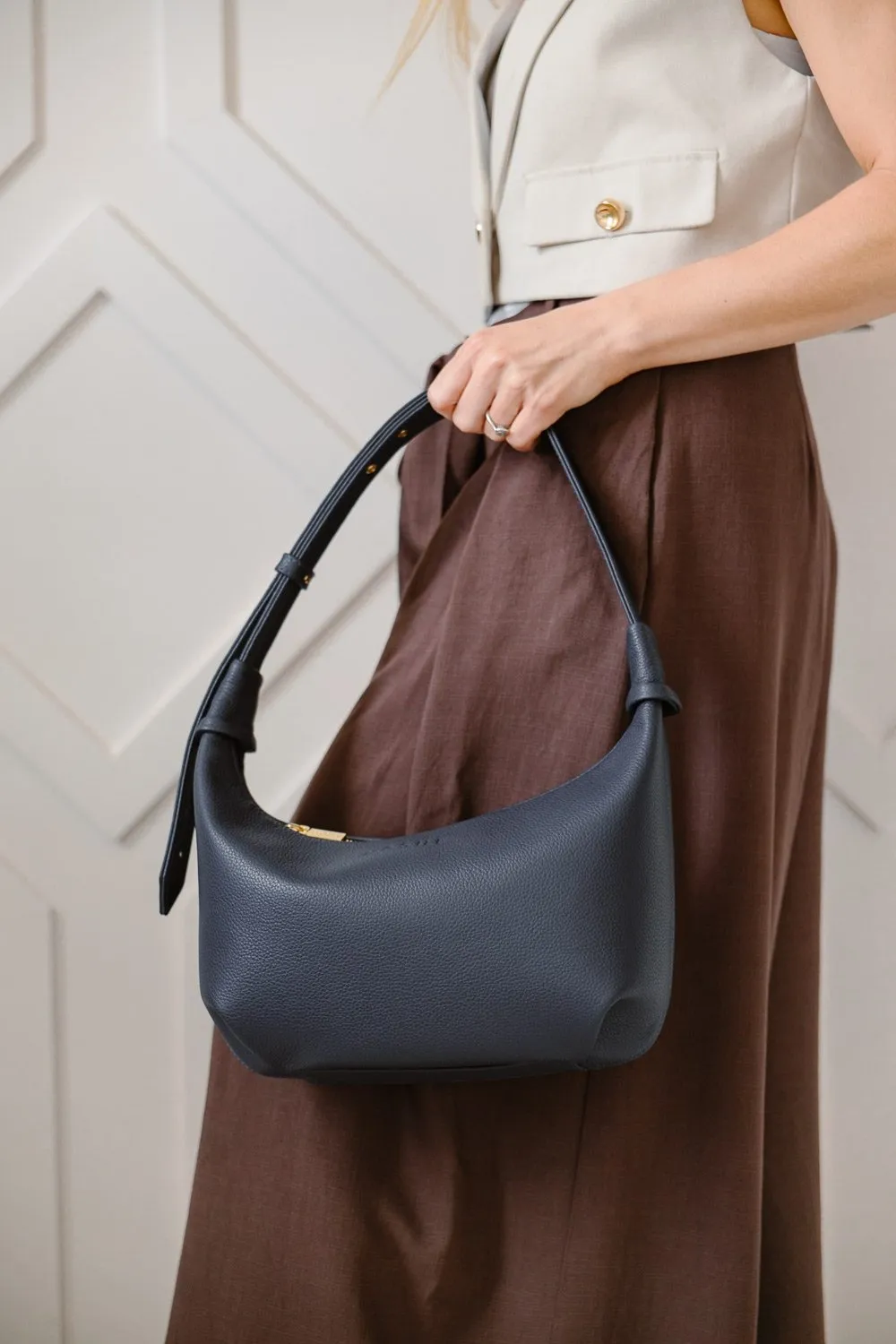 MOON BAG - skórzana torebka - granat