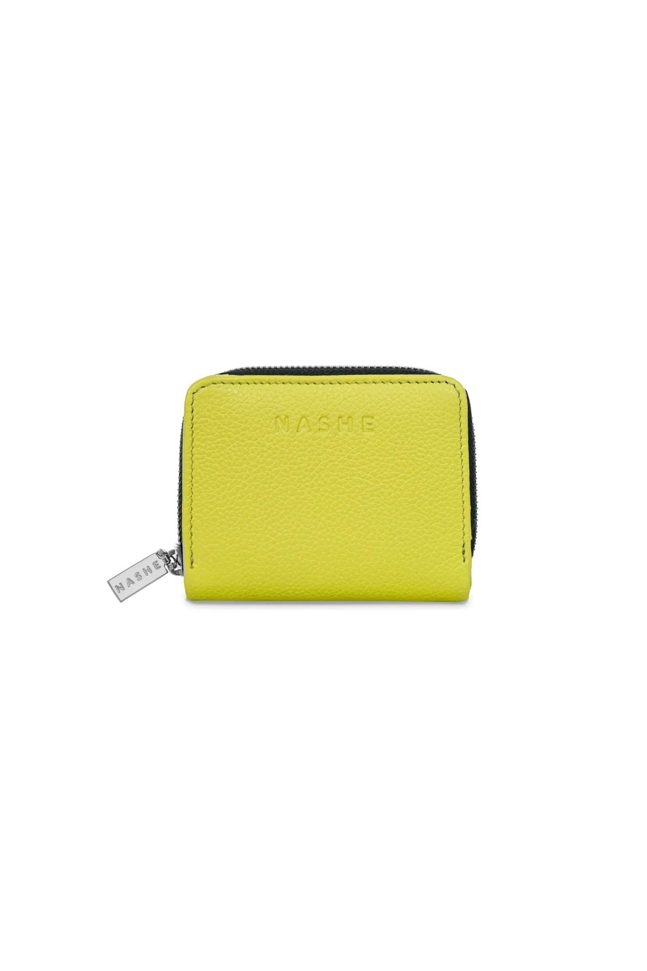 PORTFEL SKÓRZANY MAŁY - no.1 - limonka - Srebro