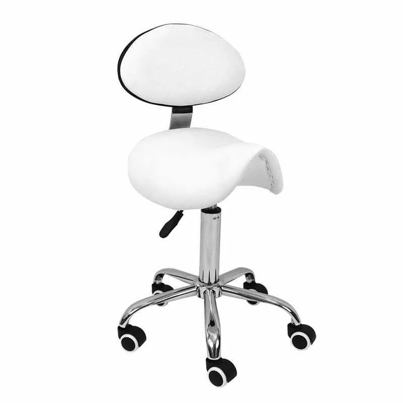 Taboret kosmetyczny OPTIMA z oparciem biały