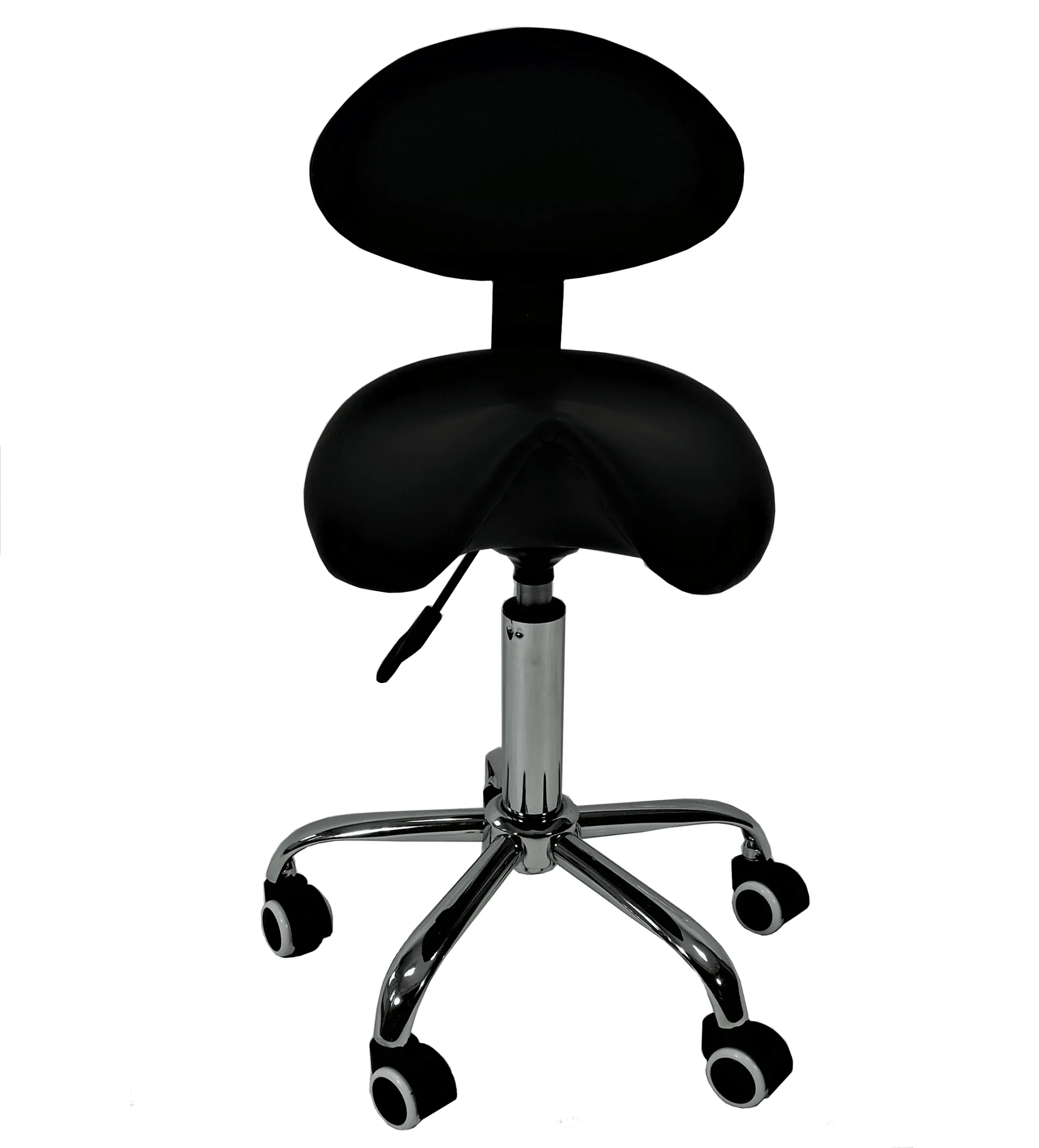 Taboret kosmetyczny OPTIMA z oparciem czarny