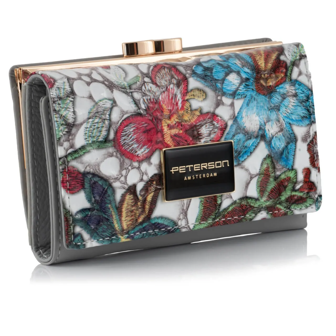 Portfel damski malowany w kwiaty PETERSON PH23 - kolorowy
