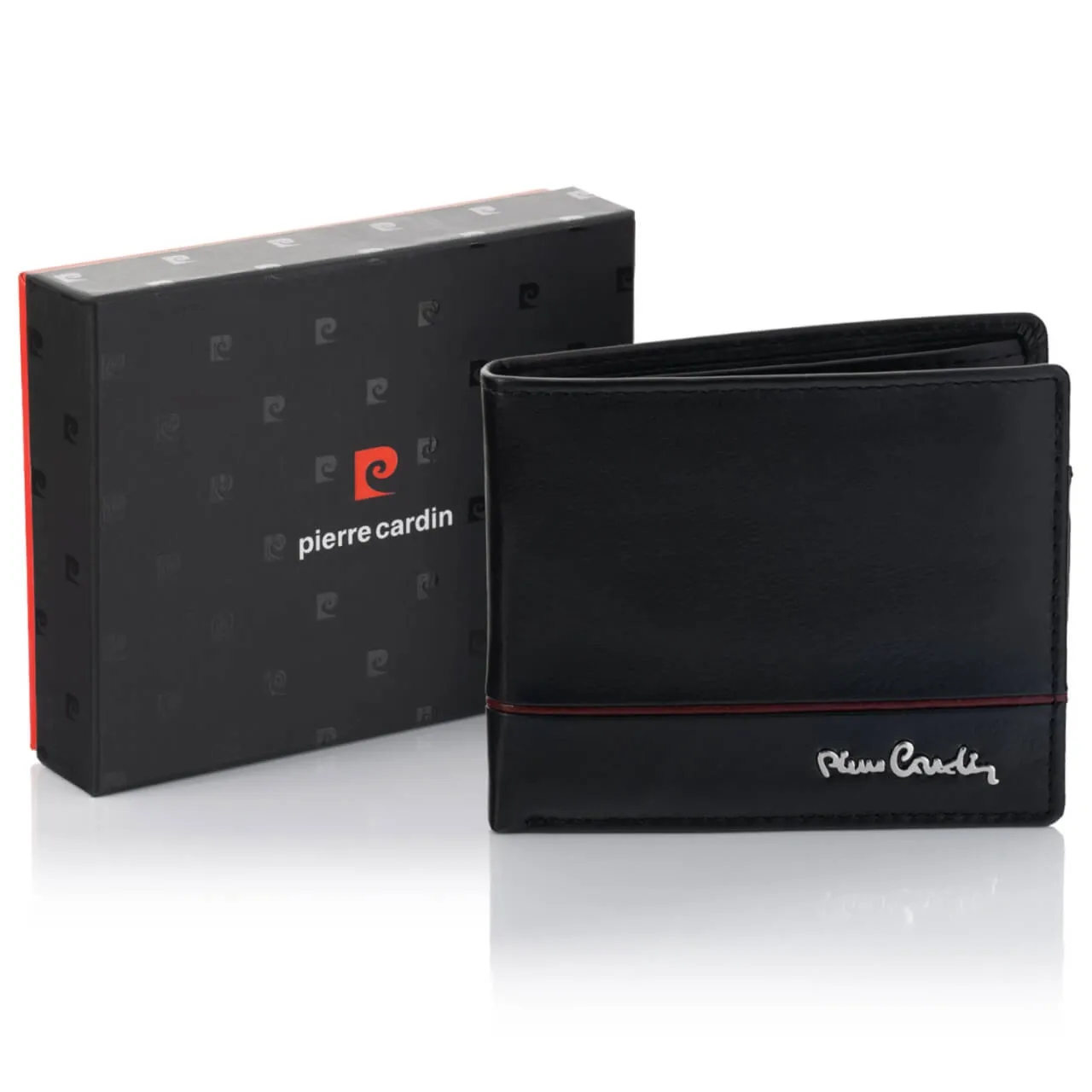 Mały portfel męski Pierre Cardin YS605 8825 z RFID - czarno-czerwony