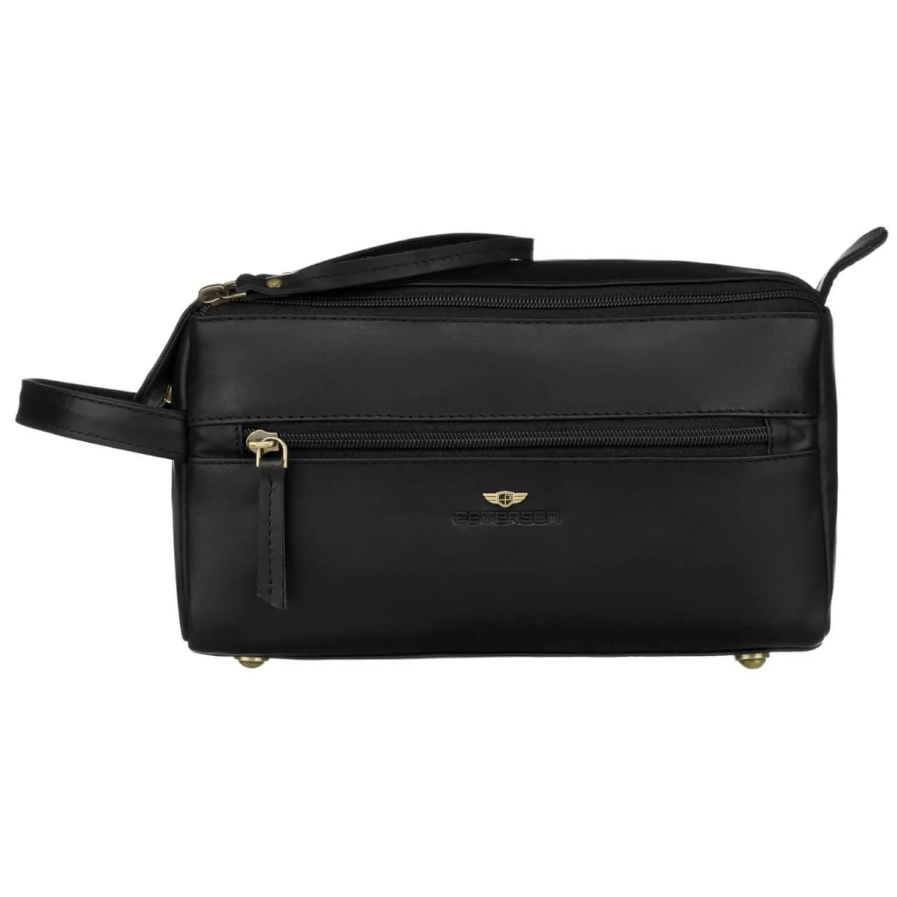 Czarna skórzana kosmetyczka męska PETERSON 4063