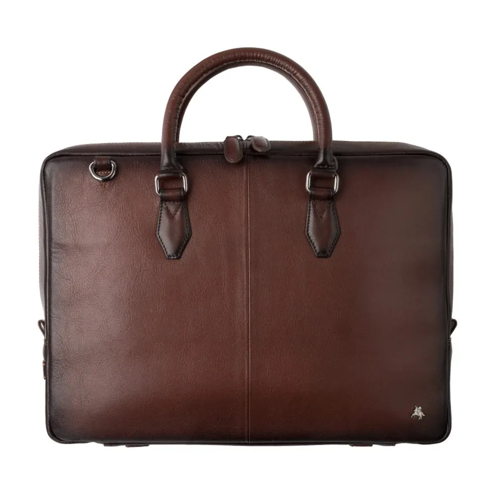 Zgrabna teczka na laptop 13'' ze skóry licowej Visconti AT-50 - brązowa