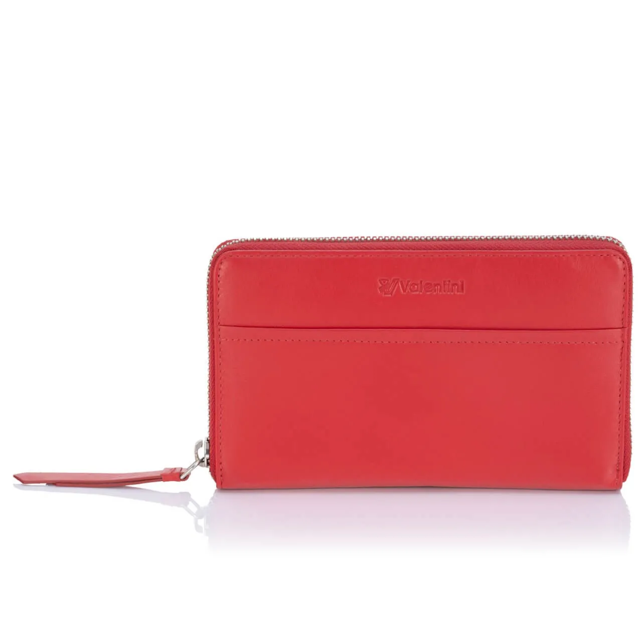 Duży portfel damski Valentini zamykany na zamek 154-820 - czerwony