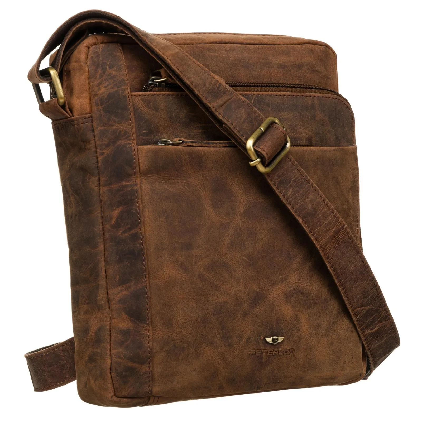 Pojemna brązowa saszetka męska ze skóry hunter PETERSON River