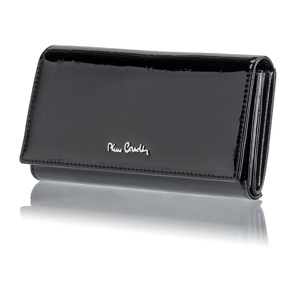 Duży portfel damski Pierre Cardin na zatrzask 02 LEAF 102 - Czarny