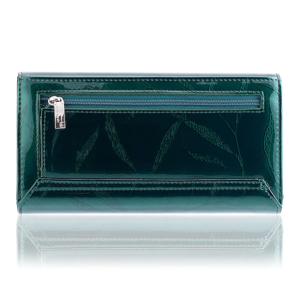 Duży portfel damski Pierre Cardin na zatrzask 02 LEAF 102 - Zielony