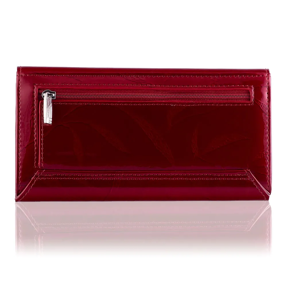 Duży portfel damski Pierre Cardin na zatrzask 02 LEAF 102 - Czerwony