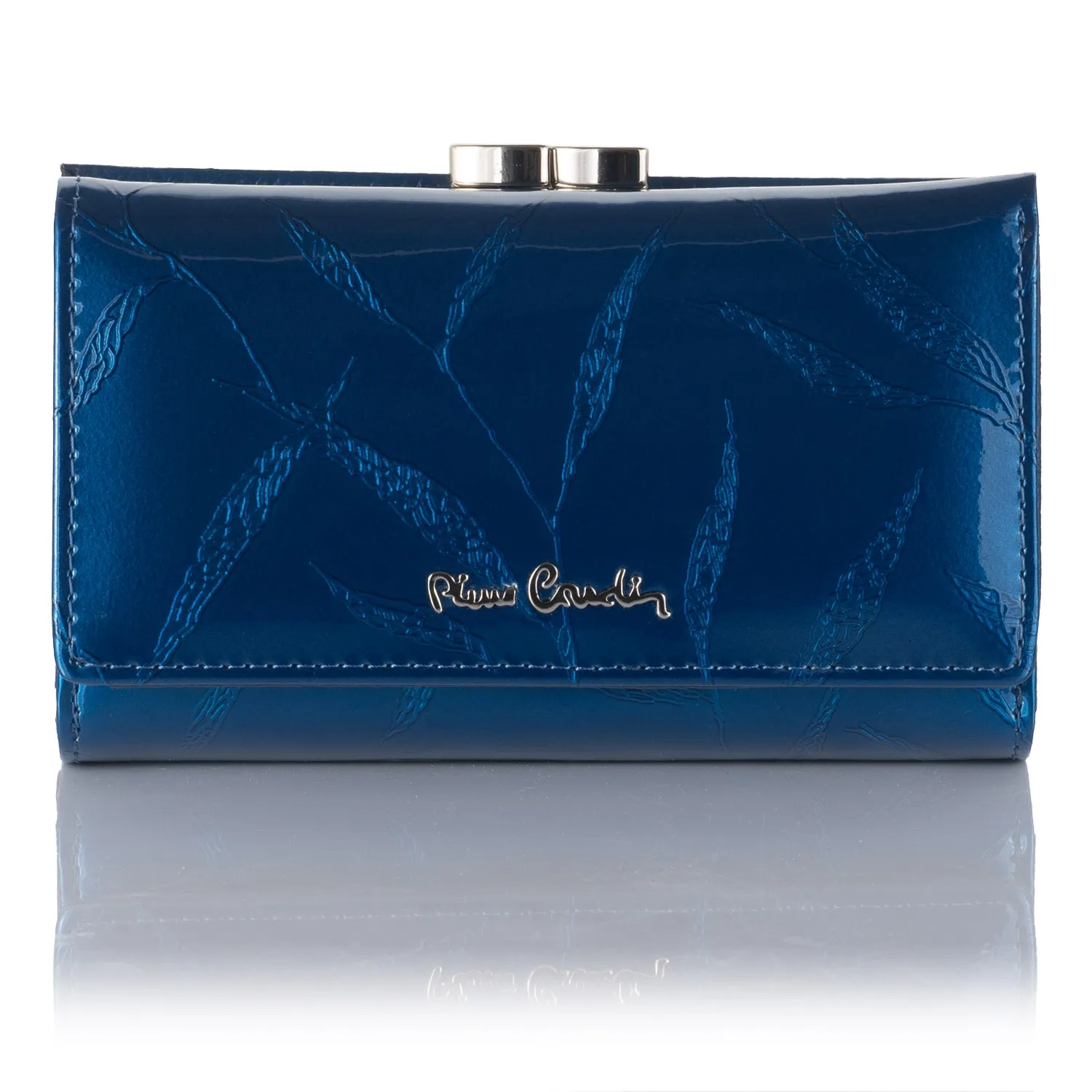 Portfel damski Pierre Cardin na zatrzask 02 LEAF 108 - Niebieski