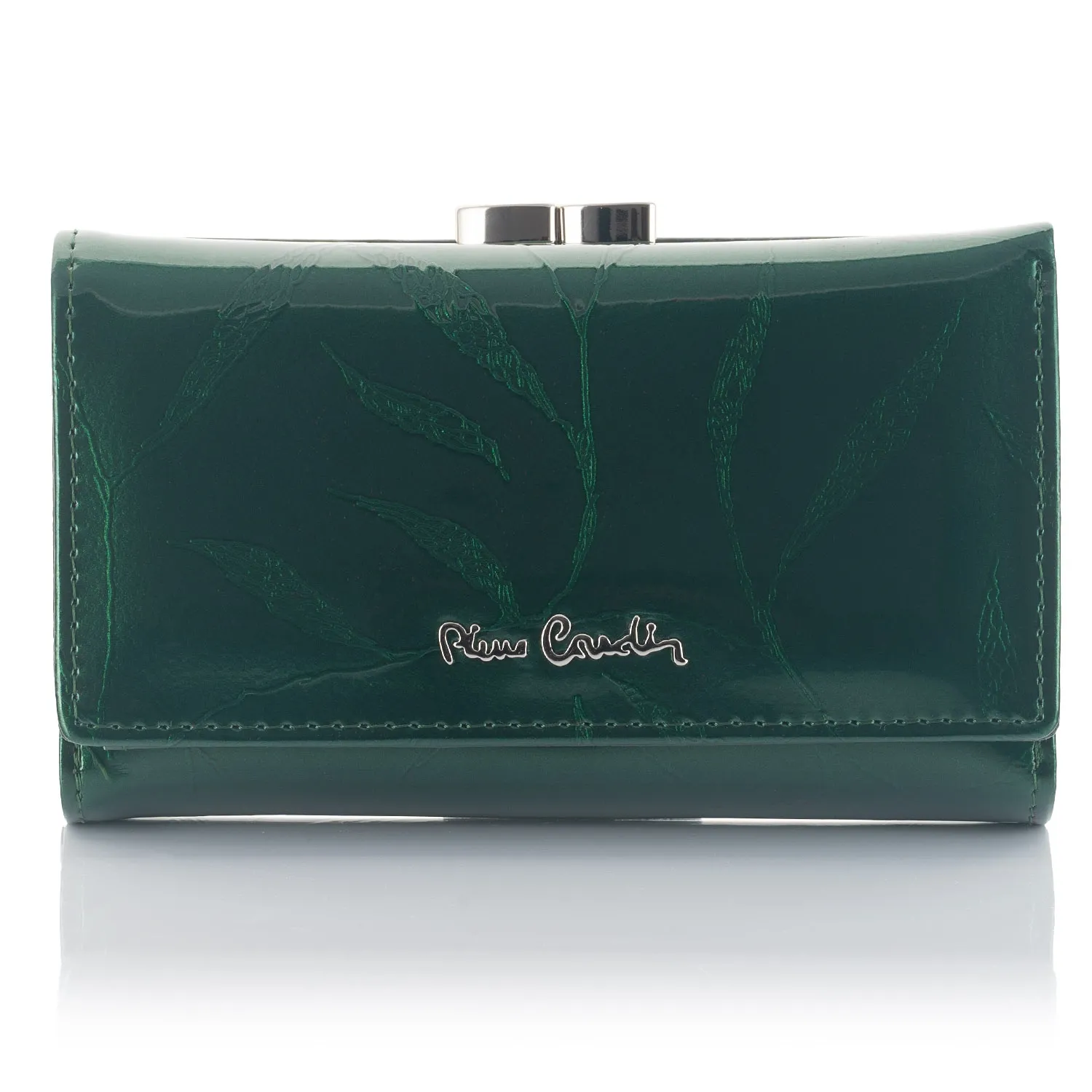 Portfel damski Pierre Cardin na zatrzask 02 LEAF 108 - Zielony