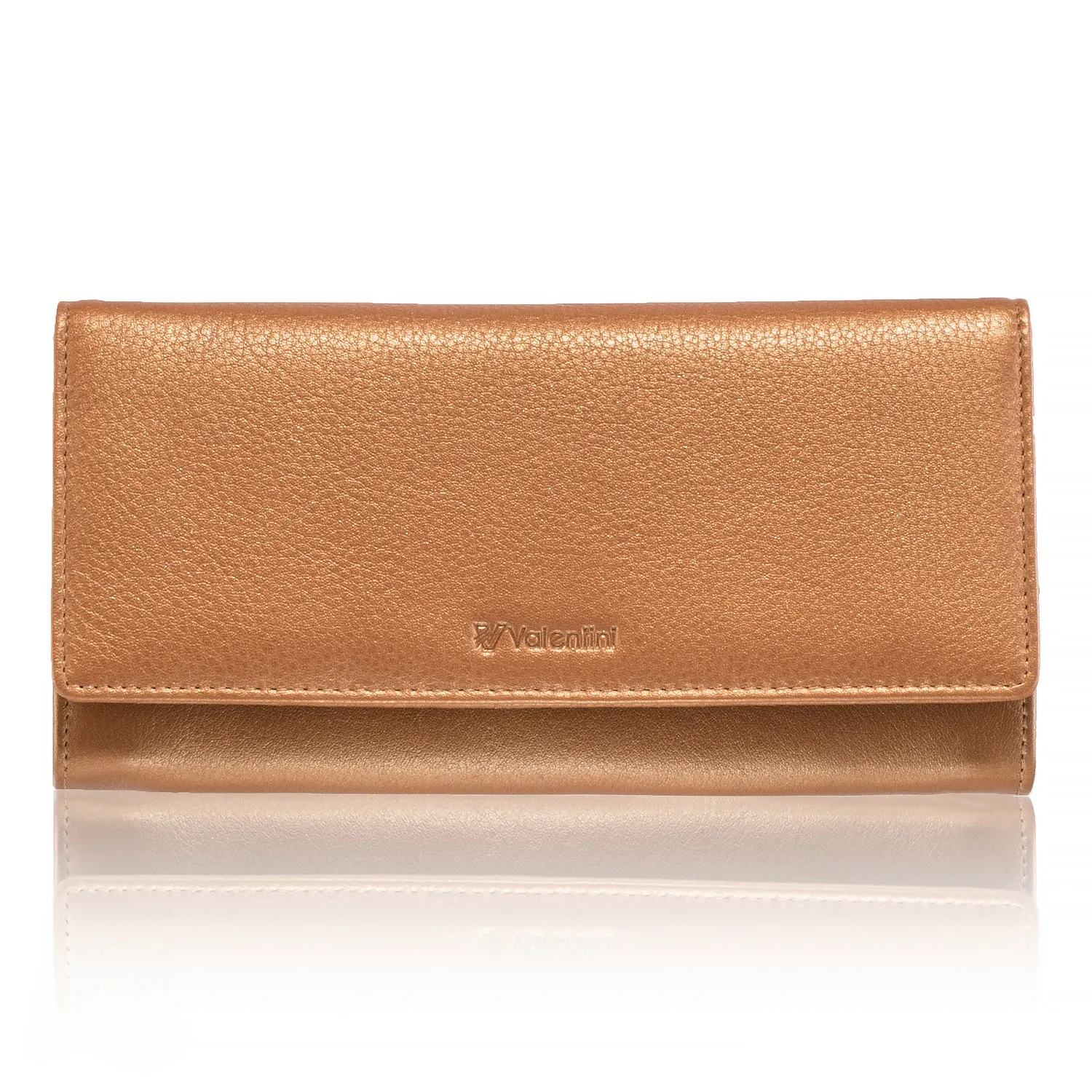 Duży portfel damski Valentini Metallic 123M-277 - złoty
