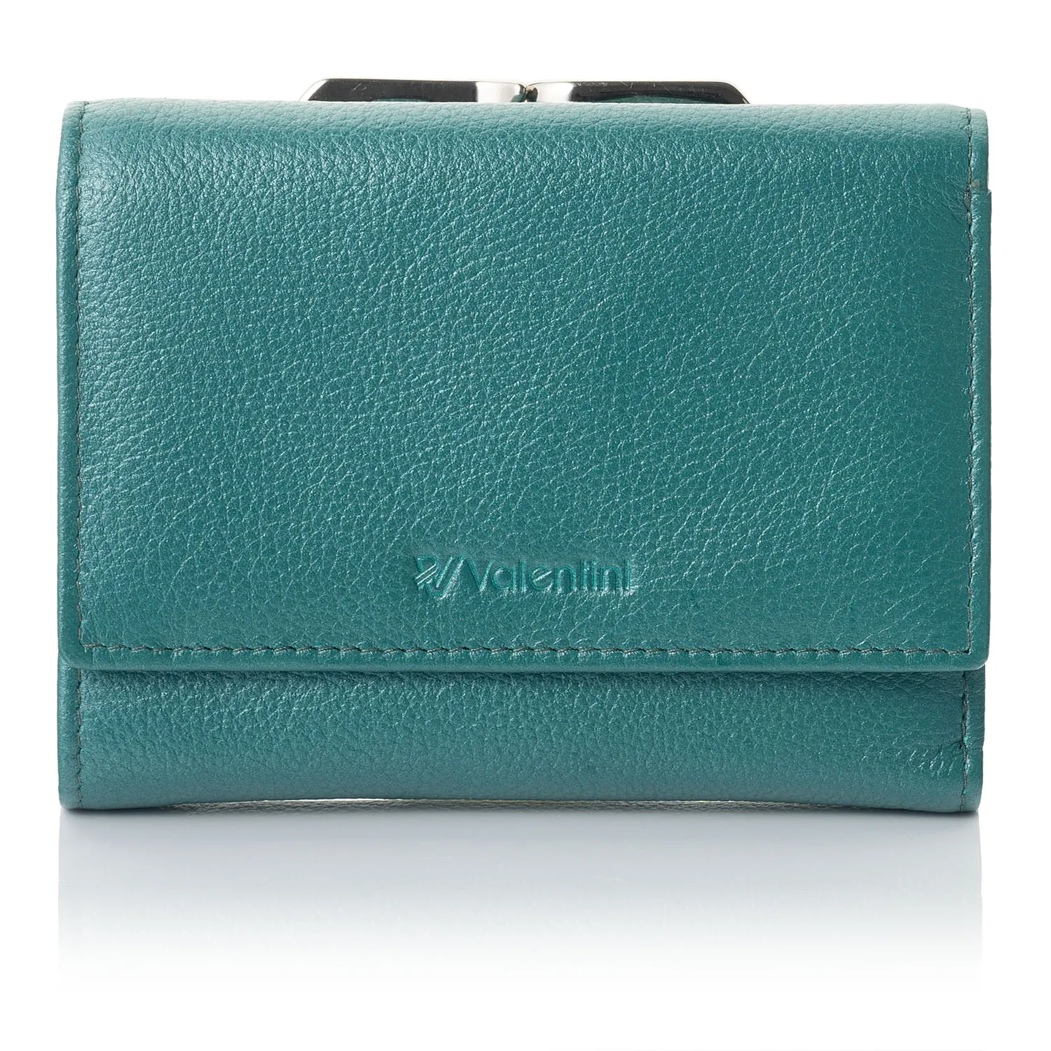 Mały portfel damski na bigiel Valentini Metallic 123M-445 - zielony