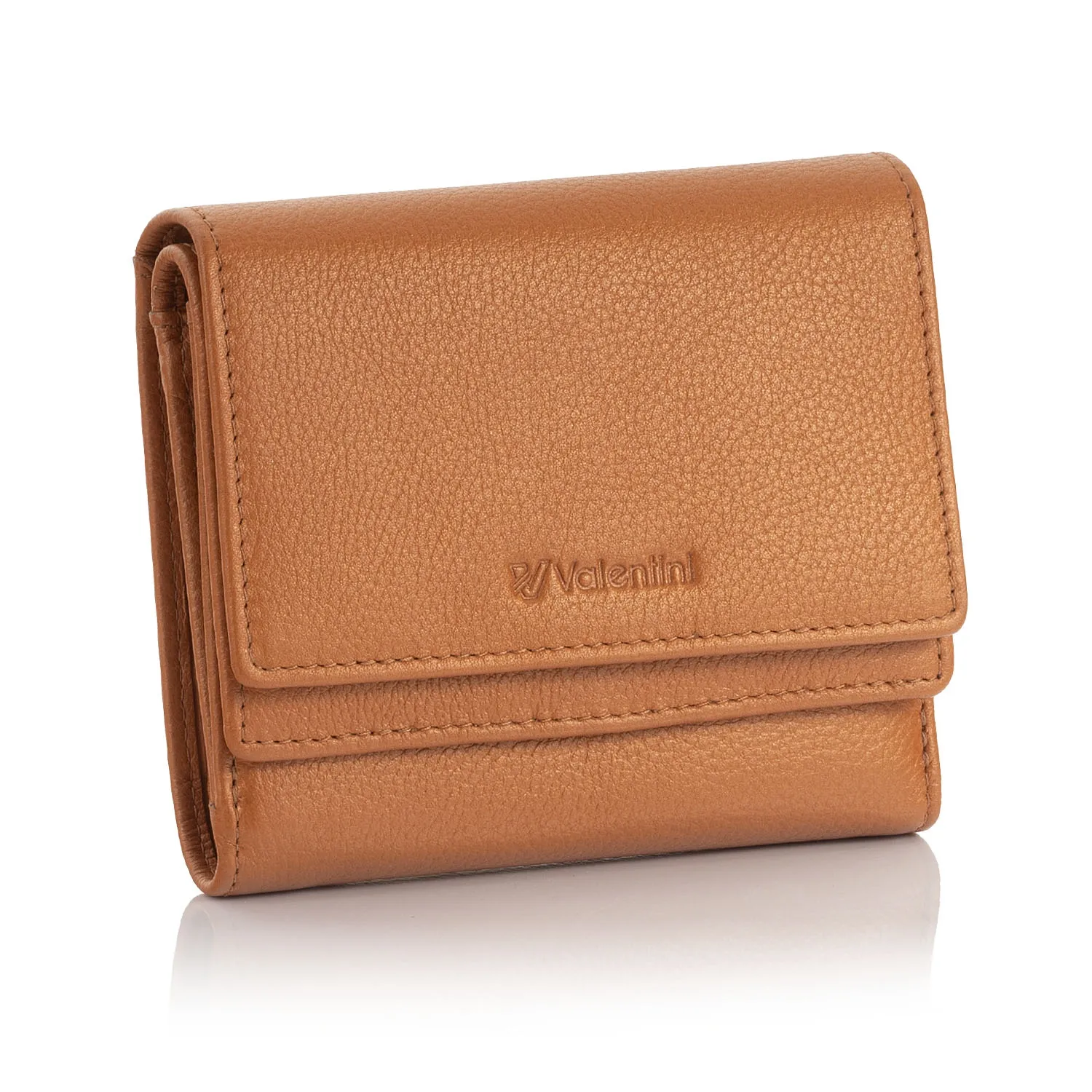 Mały skórzany portfel damski Valentini Metallic 123M-503 - złoty
