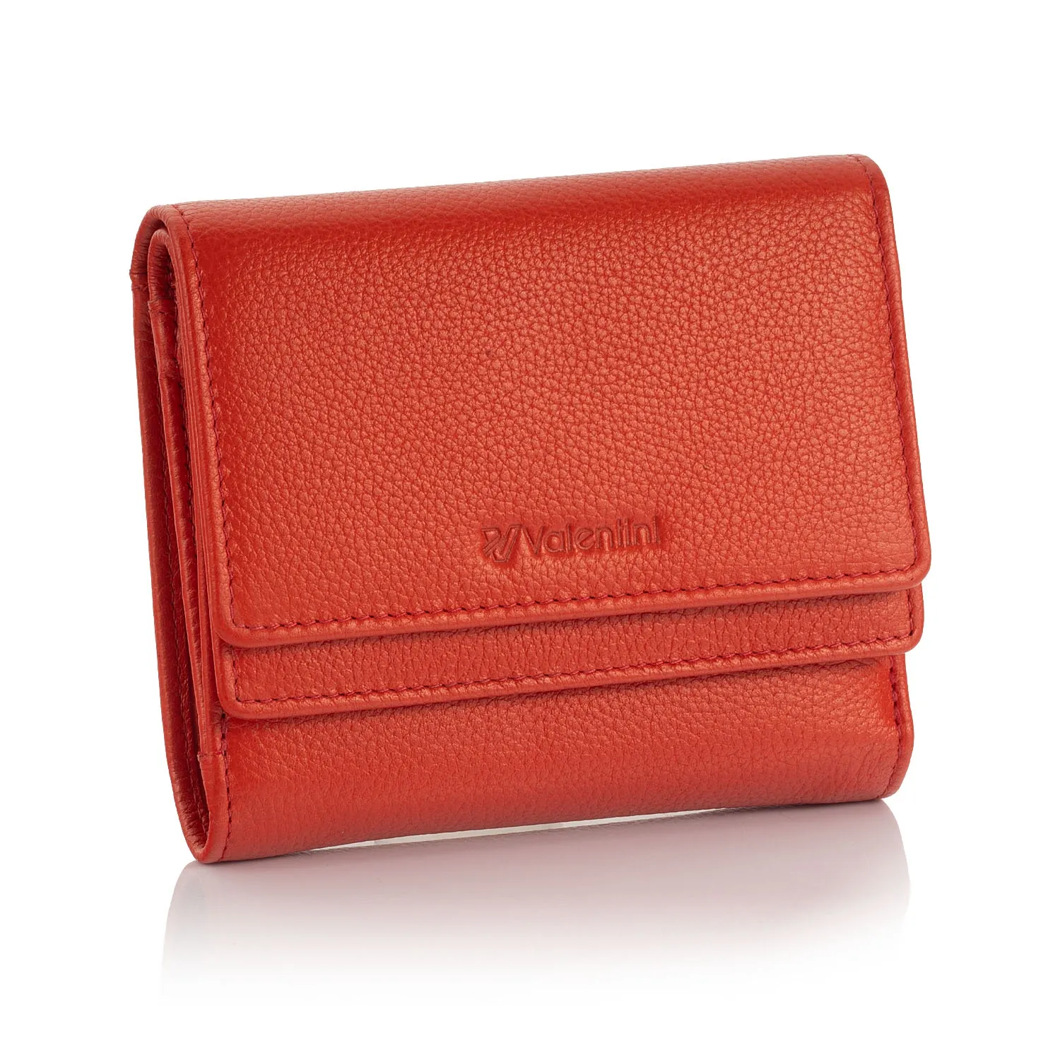 Mały skórzany portfel damski Valentini Metallic 123M-503 - czerwony