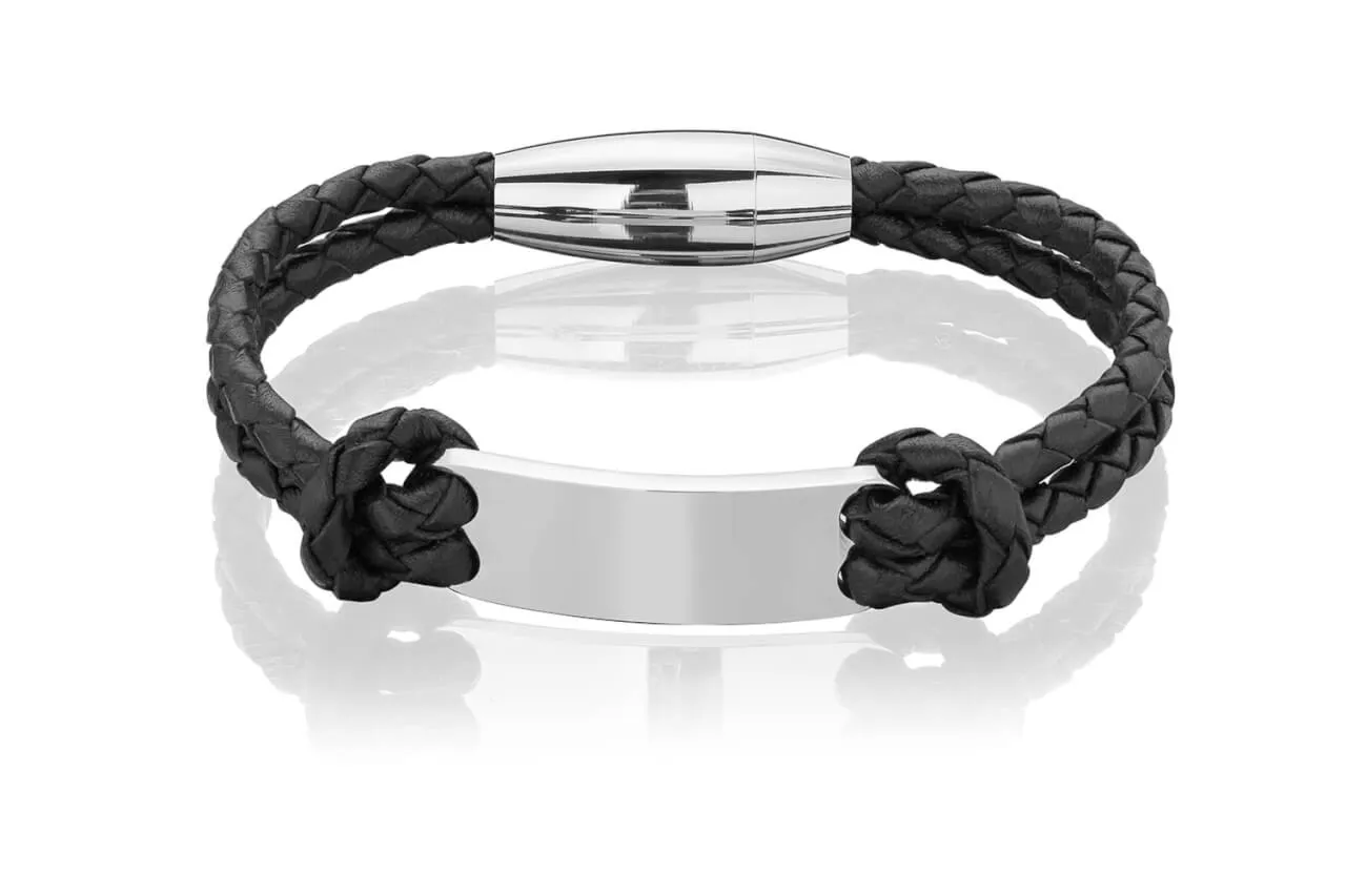 Czarna bransoletka ze skóry B-09