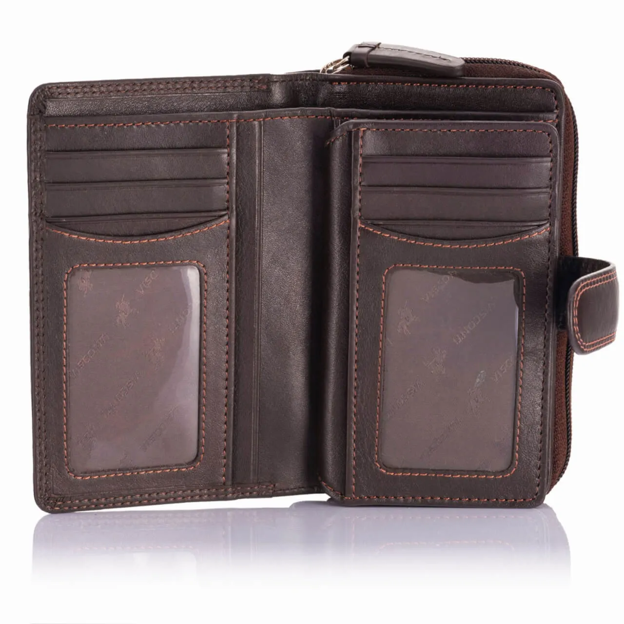 Skórzany portfel damski Visconti HT-33 RFID - Choco