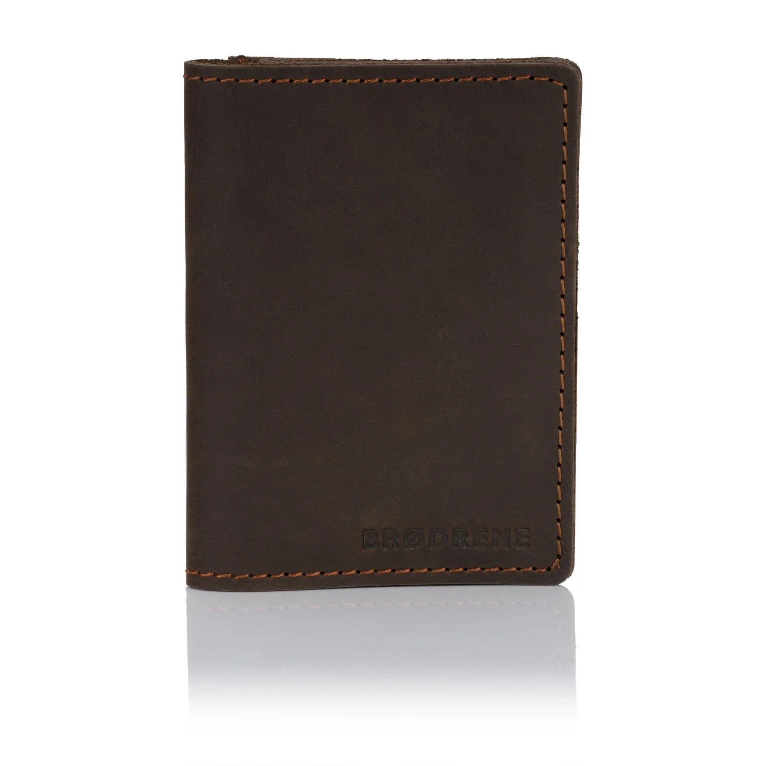 Skórzany Cienki Portfel Slim Wallet Brodrene SW-04 - brązowy ciemny