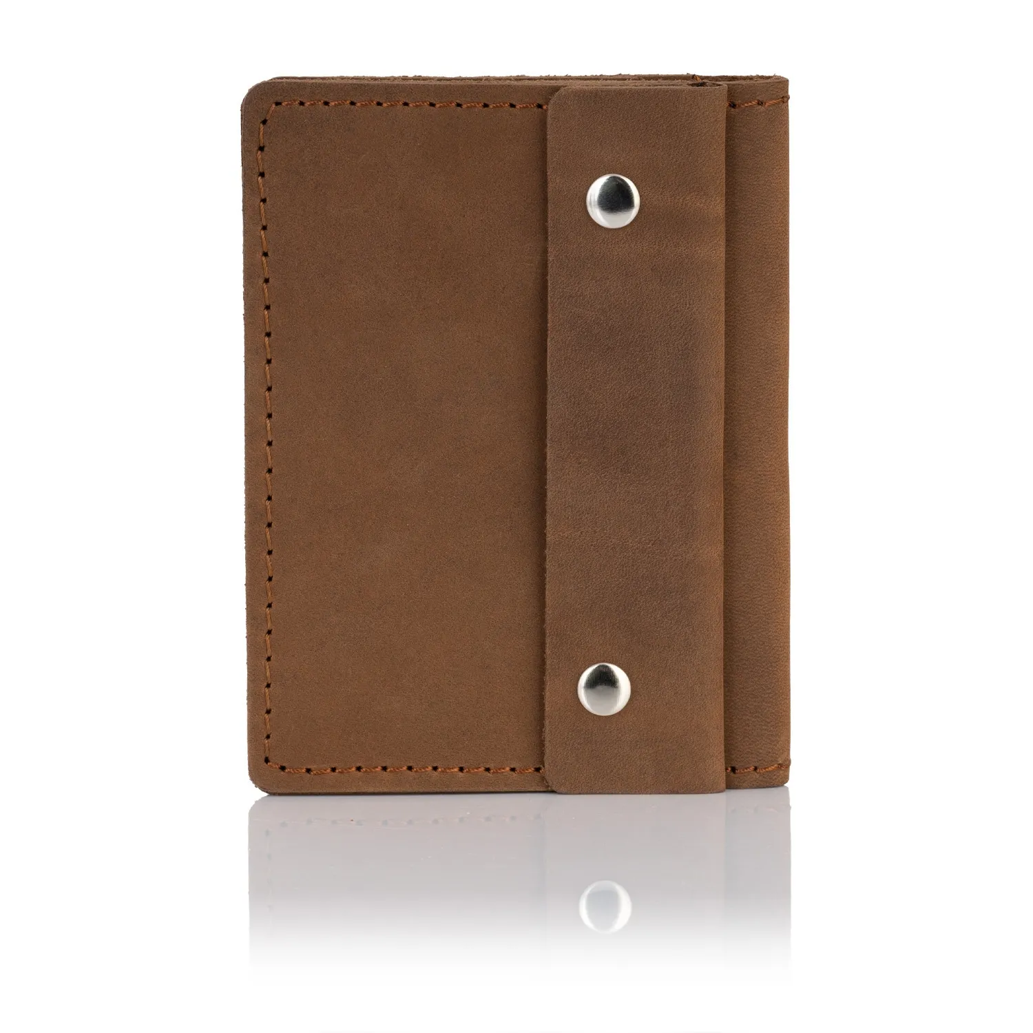 Skórzany Cienki Portfel Slim Wallet Brodrene SW-04 - brązowy jasny