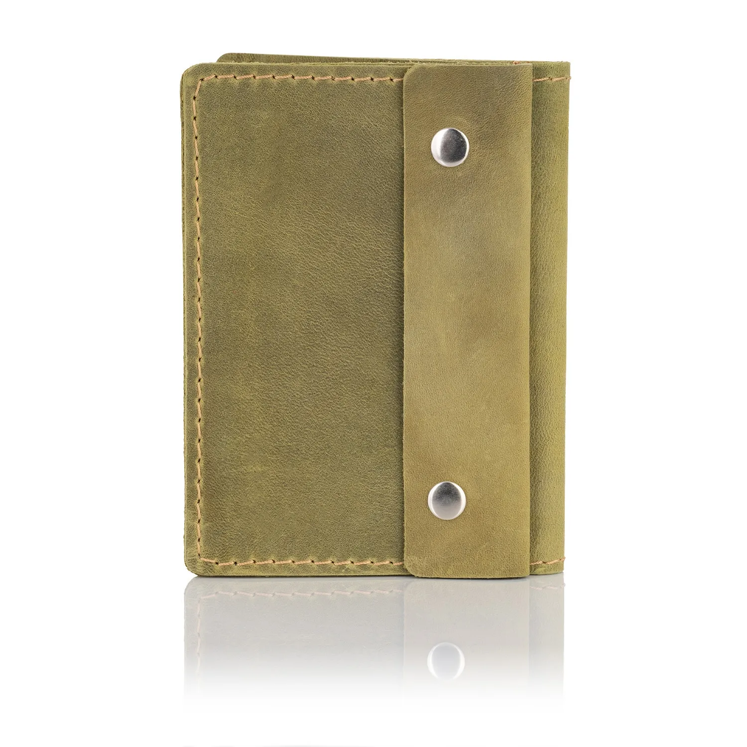 Skórzany Cienki Portfel Slim Wallet Brodrene SW-04 - oliwkowy
