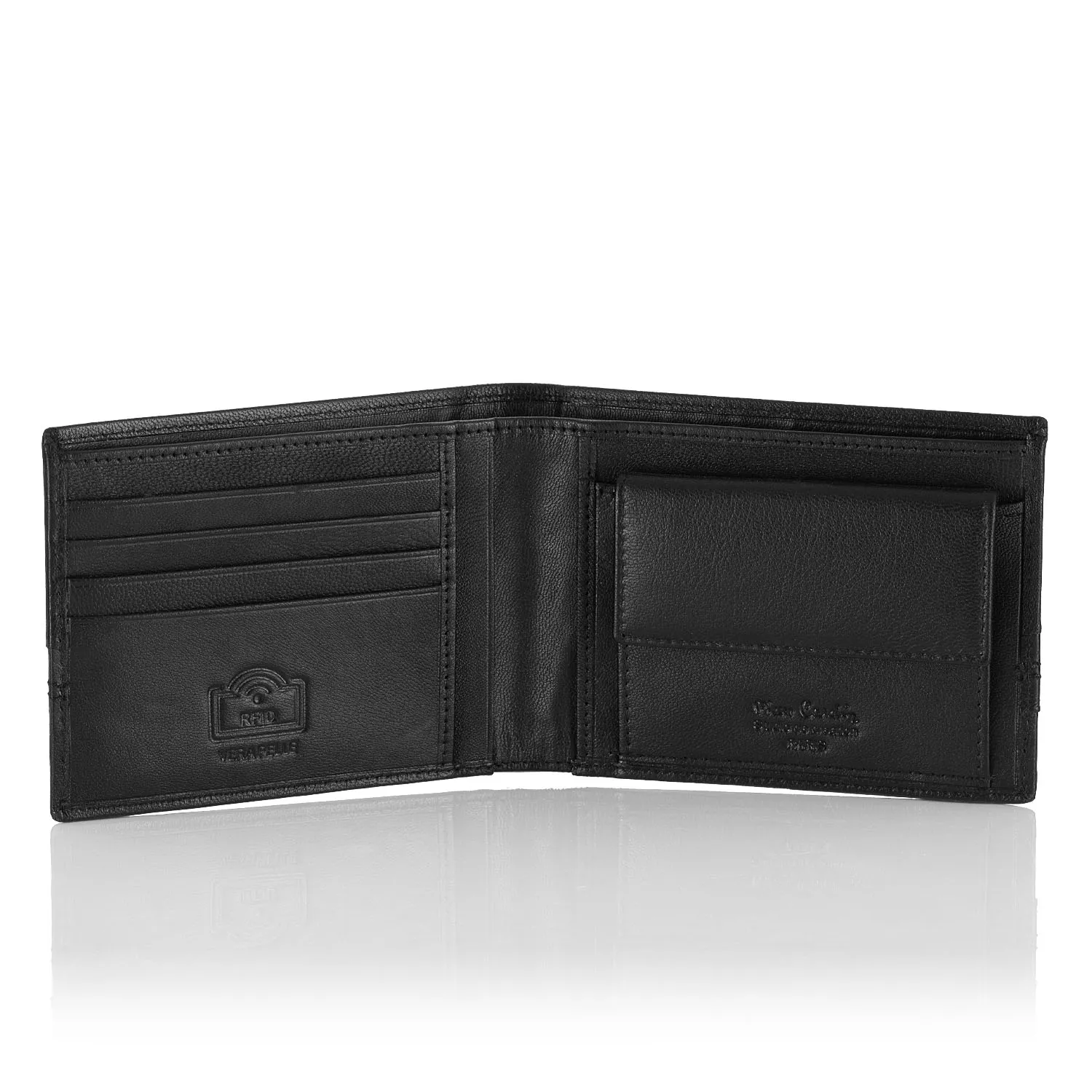 Skórzany portfel męski z przeszyciami Pierre Cardin TILAK97 8805 - niebieski