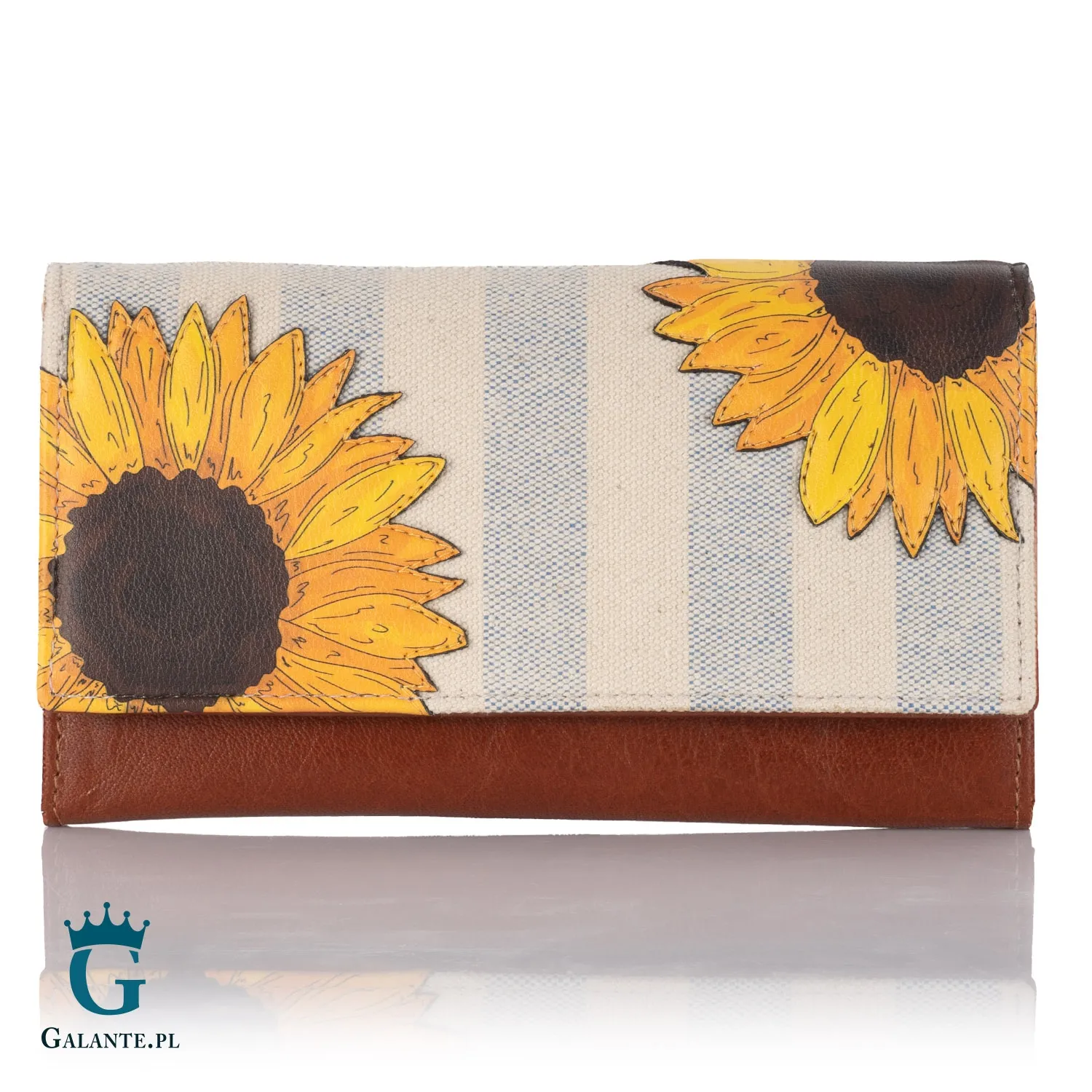 Duży skórzany portfel damski Słoneczniki Yoshi Y1030