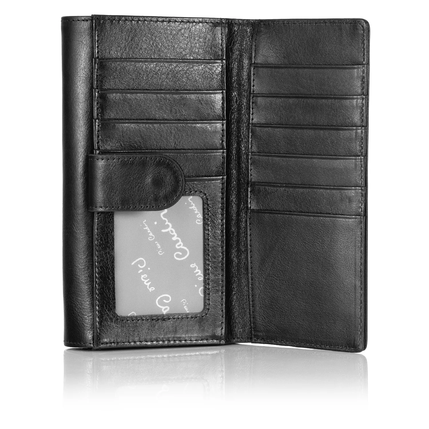 Duży portfel damski ze skóry włoskiej Pierre Cardin 06 ITALY 121 - czarny