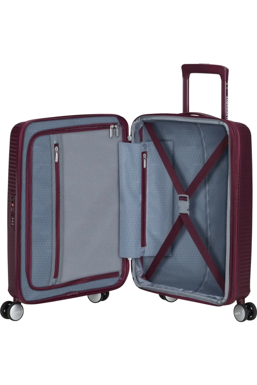 Walizka kabinowa American Tourister Soundbox 55 cm powiększana wiśniowa