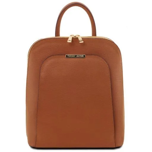 Tuscany Leather TL Bag - plecak ze skóry saffiano dla kobiet , kolor cognac TL141631