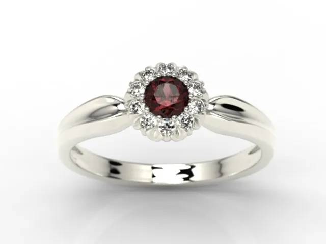 Pierścionek z białego złota z granatem i diamentami AP-42B