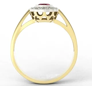 Pierścionek z żółtego i białego złota z rubinem i diamentami LP-79ZB