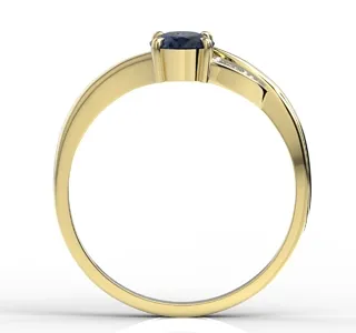 Pierścionek z żółtego złota z szafirem i diamentami AP-60Z-R